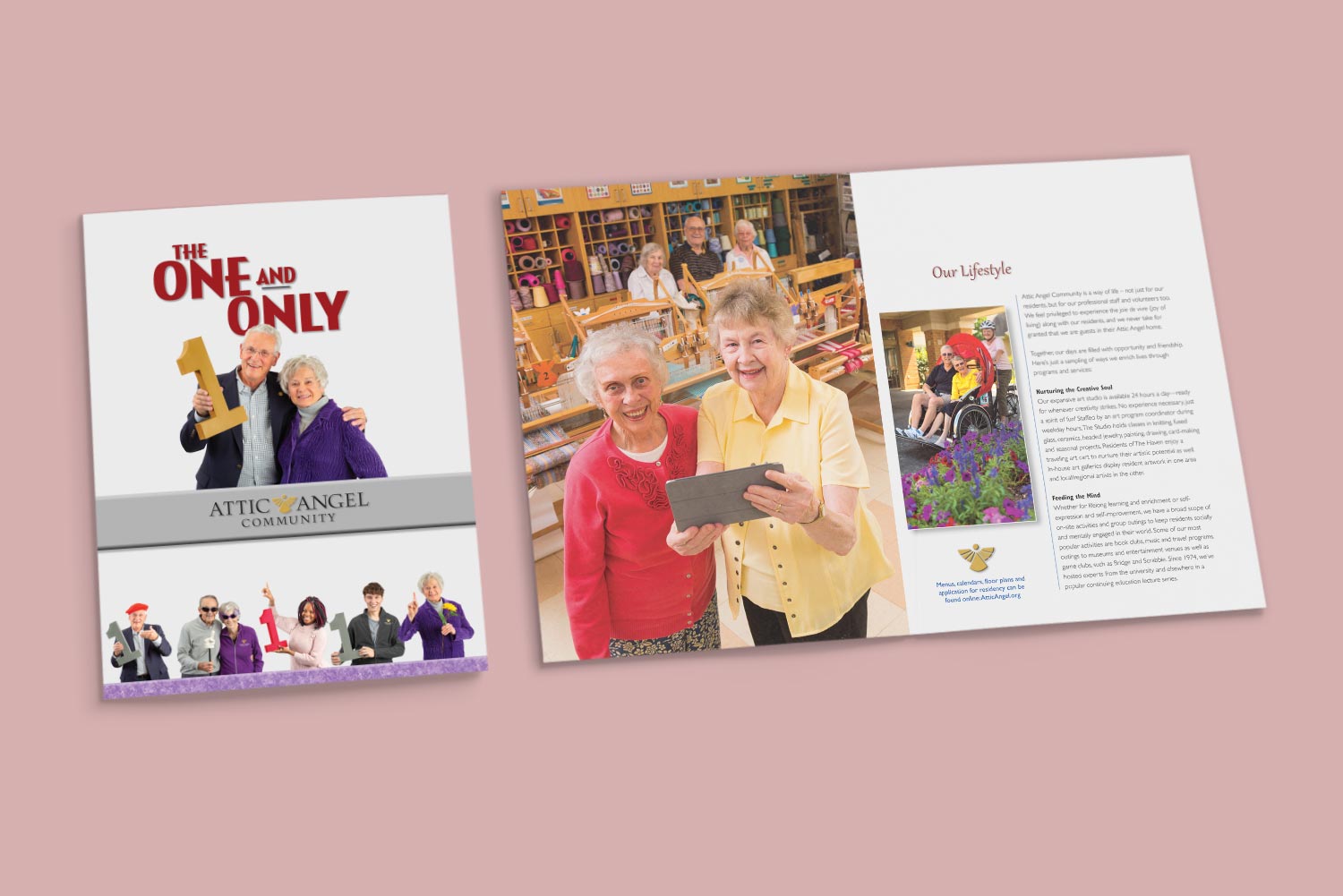 Spread of "The One and Only" brochure for Attic Angel Community